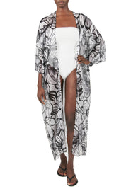 Printed Silk Chiffon Babani Cover Up