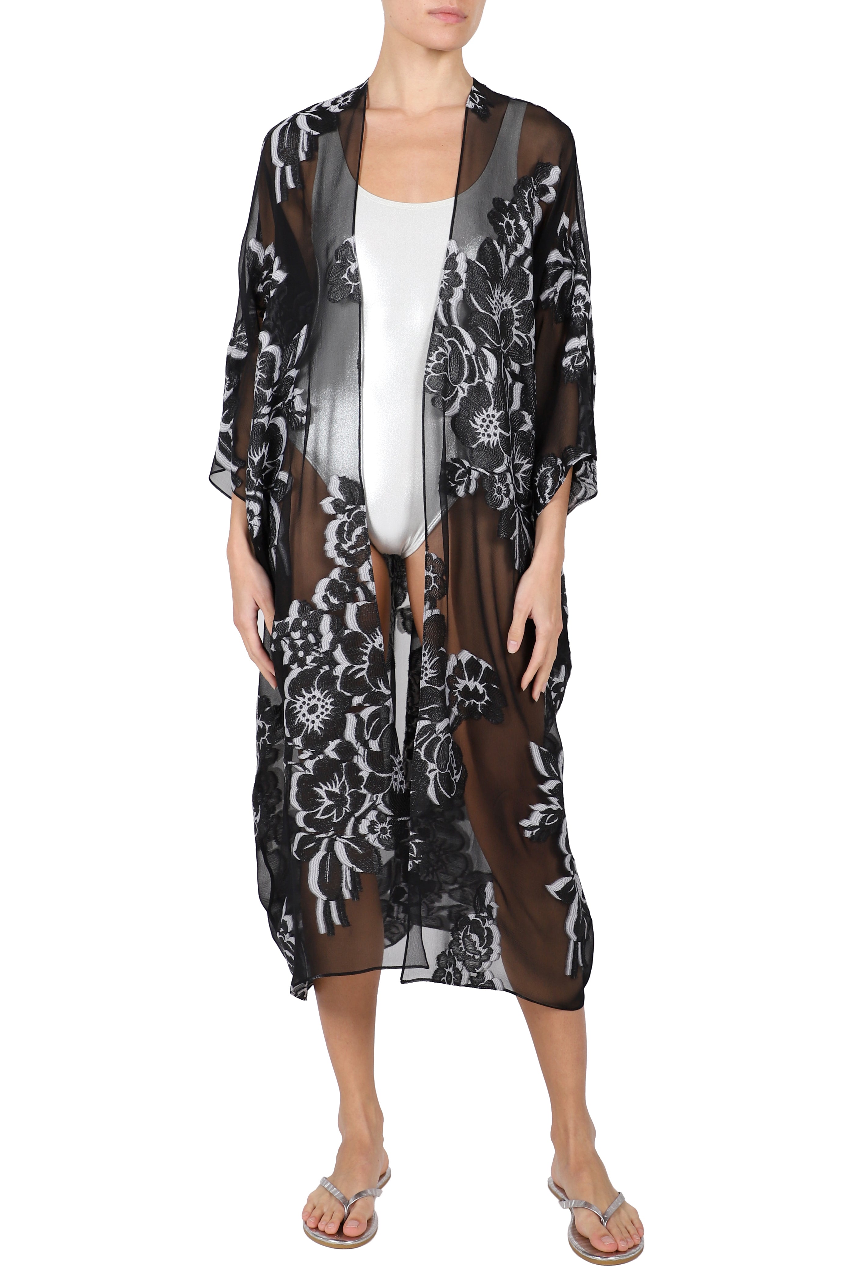 Metallic Silk Flower Babani Cover Up
