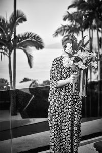Flower Printed Silk Boubou Caftan