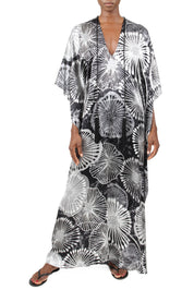 Dandelion Printed Tasseled Silk Boubou Caftan