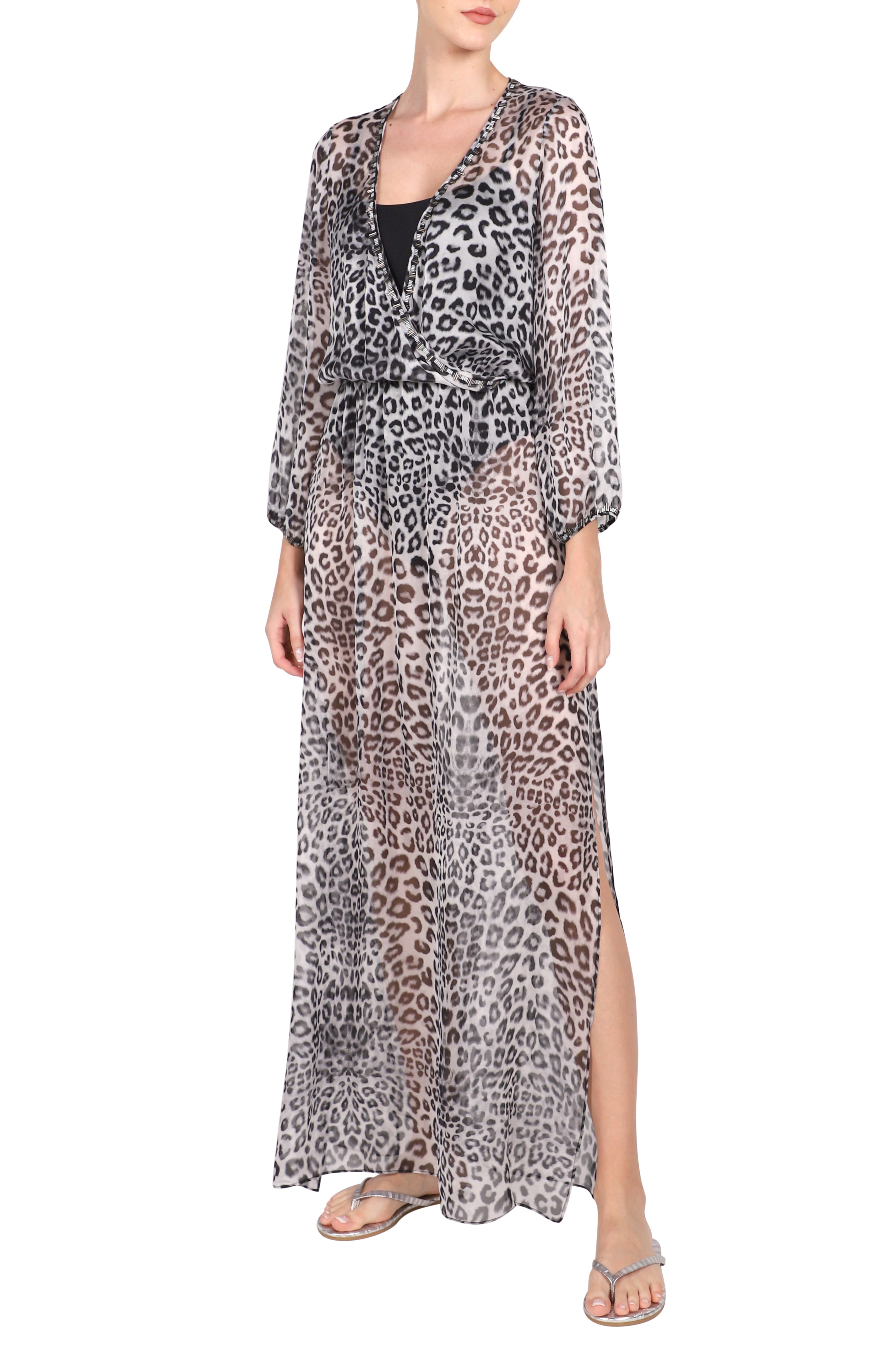 Hand Embellished Silk Cache Coeur Caftan