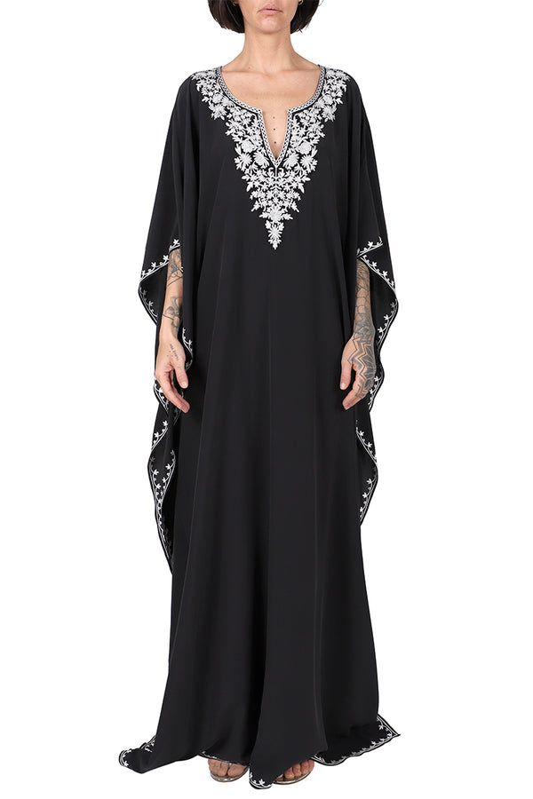 Black French Crepe Kaftan