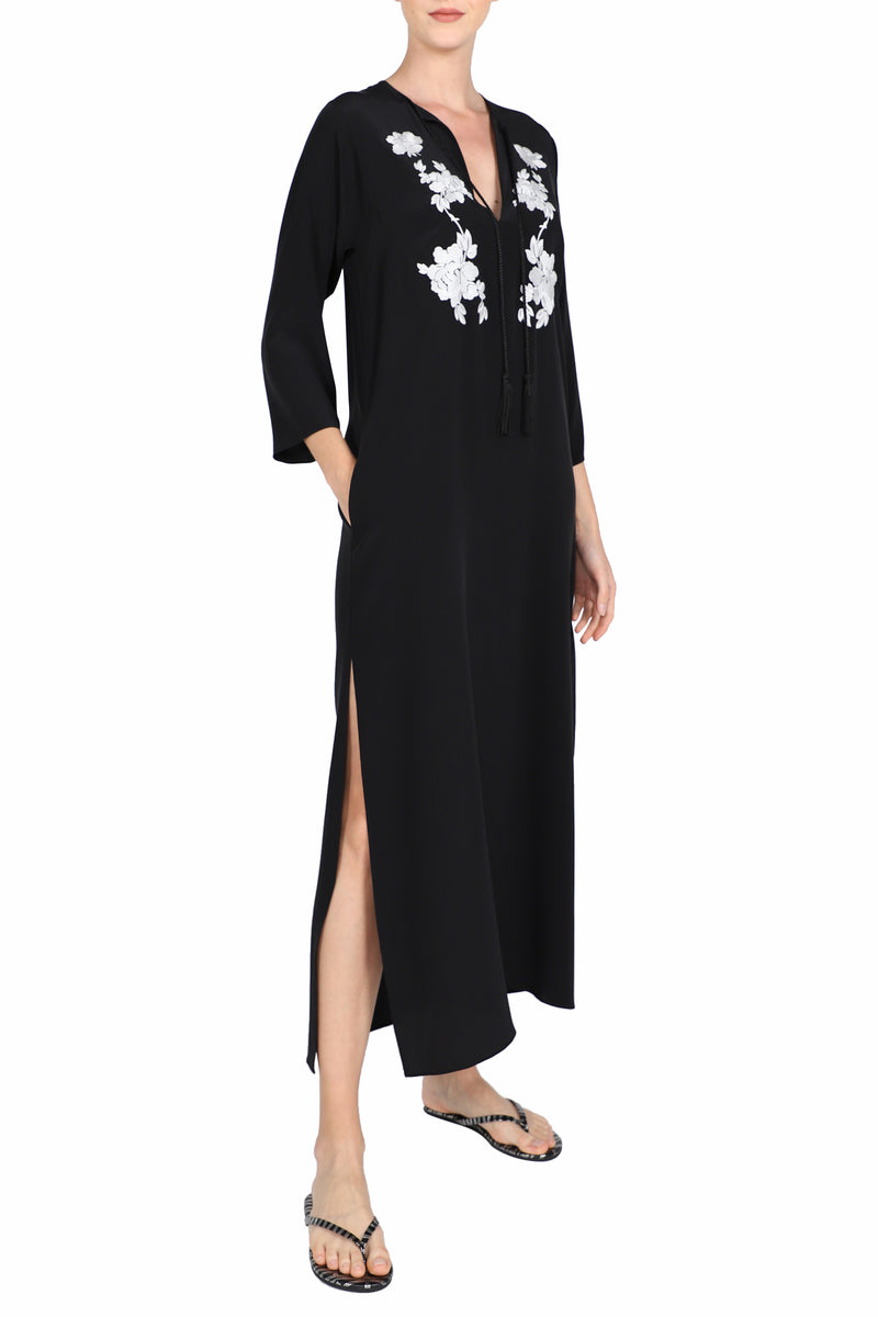 Rose Embroidered Long Hammer Dress