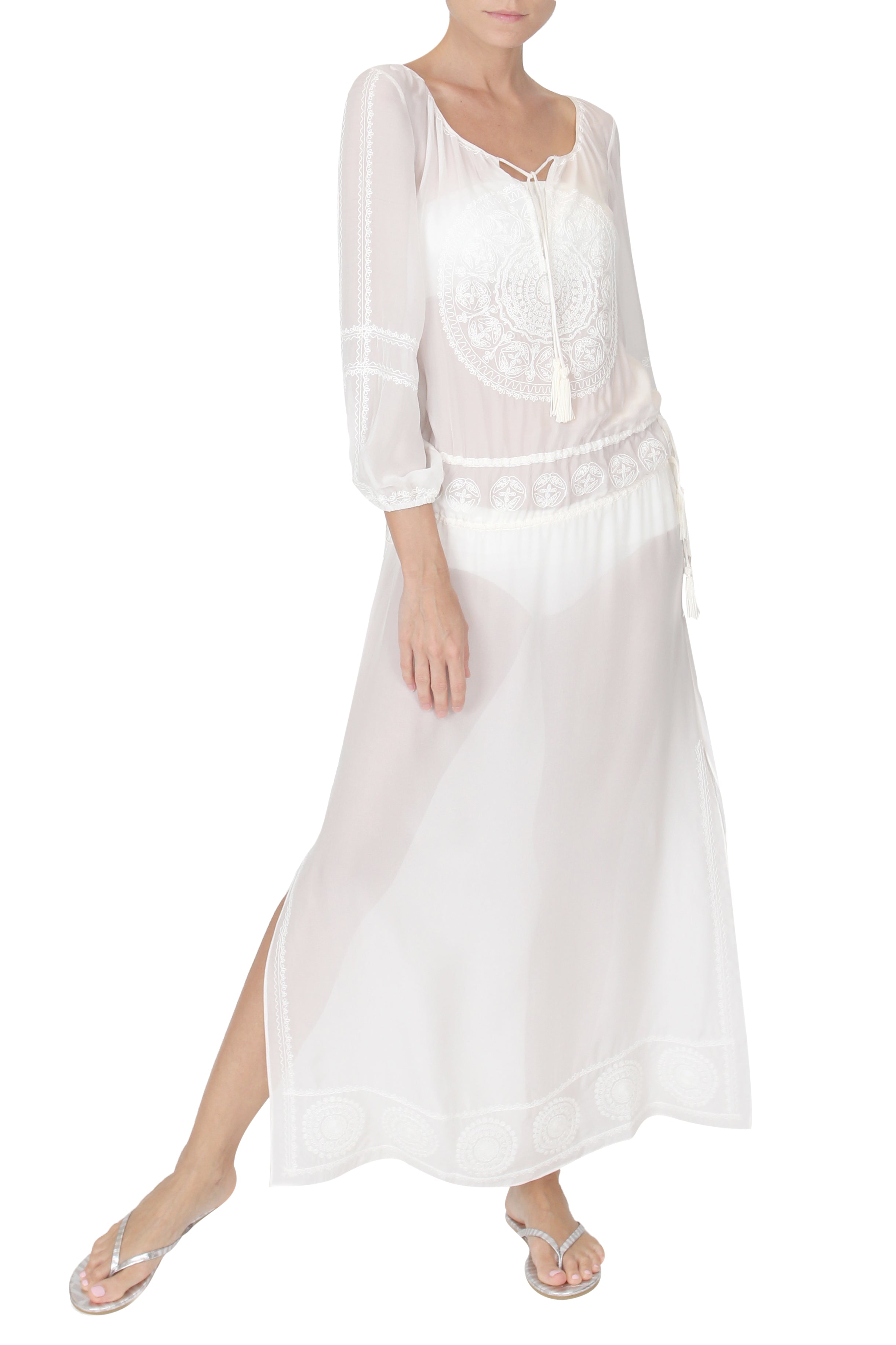 Embroidered Long Boho Caftan