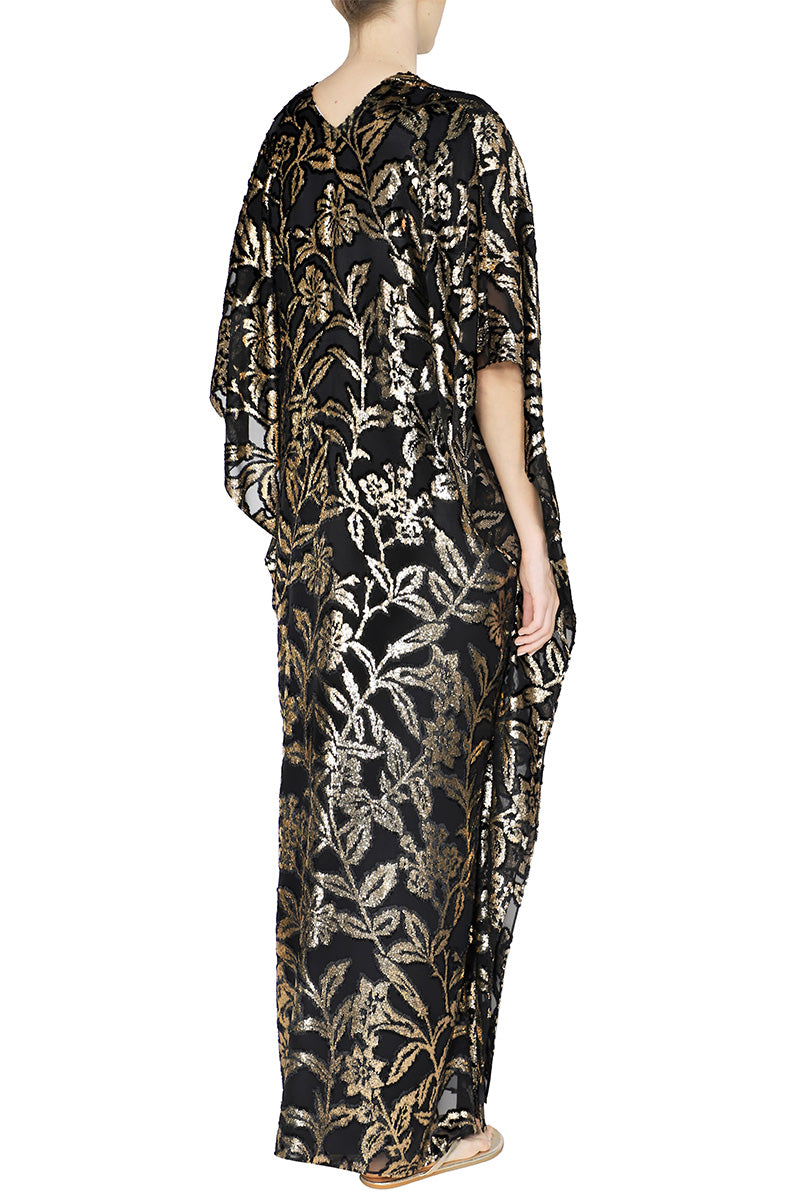Metallic Long Flower Devore Boubou Caftan – Marie France Van Damme