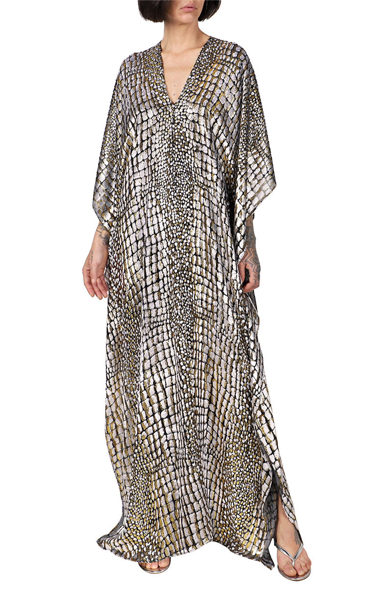 Metallic Croco Devore Boubou Caftan