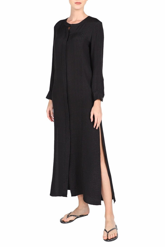 Silk Croco Jacquard Maxi Button Down Cover Up