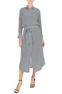 Silk Crepe de Chine Maxi Button Down Shirt Dress – Marie France Van Damme