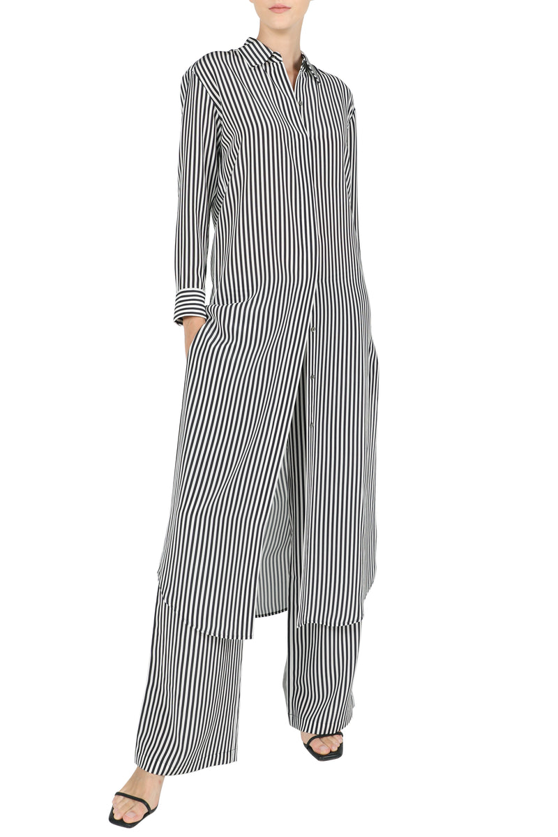 Silk Crepe de Chine Maxi Button Down Shirt Dress
