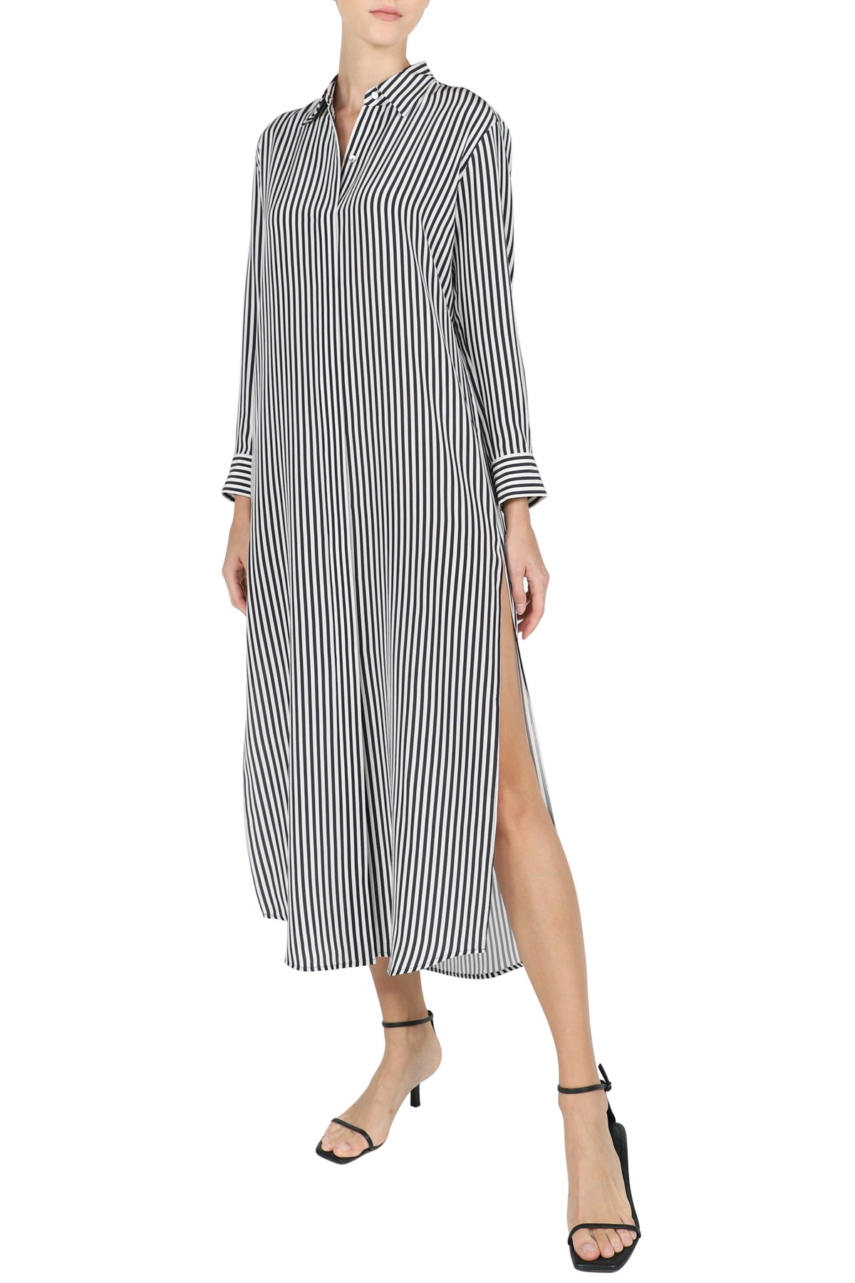 Silk Crepe de Chine Maxi Button Down Shirt Dress