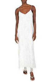 Metallic Long French Lace Cami Dress