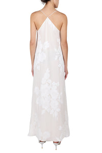 Metallic Rose Silk Racer Back Dress