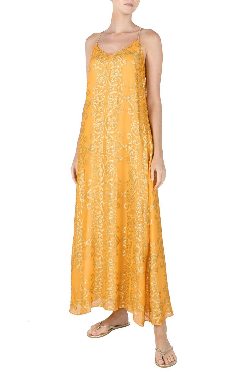 Metallic Arabesque Racer Back Dress