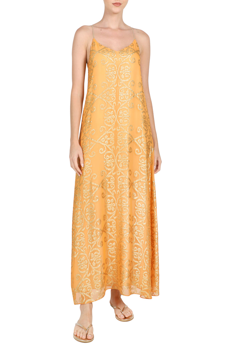 Metallic Arabesque Racer Back Dress