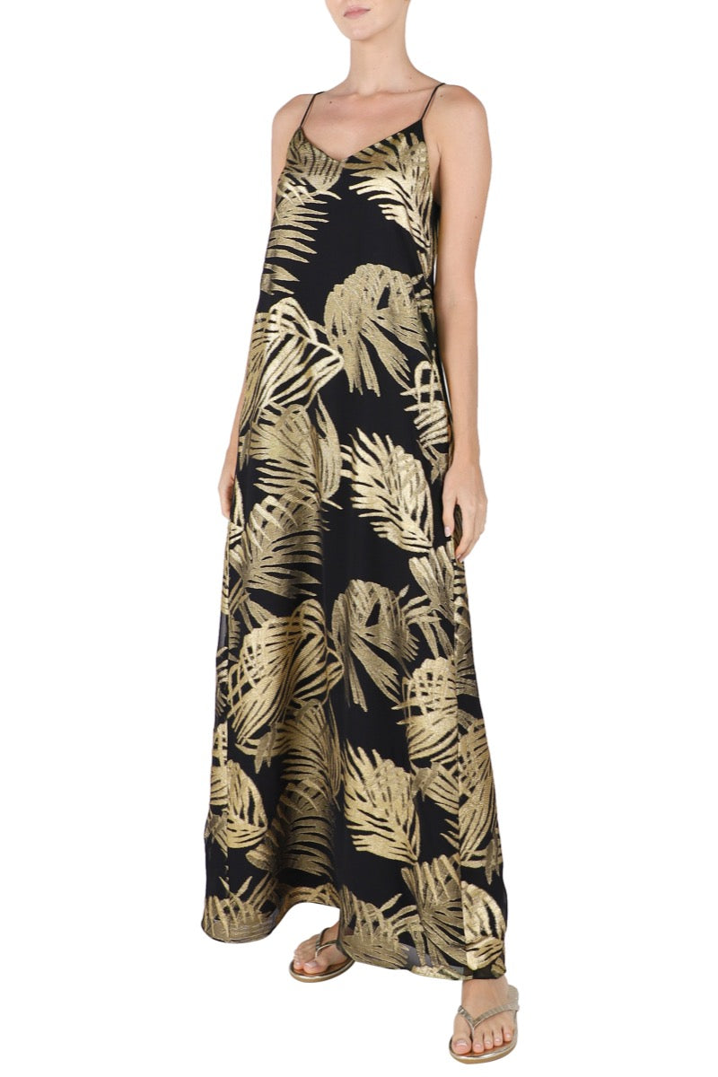 Metallic Palm Racer Back Dress