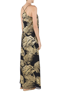 Metallic Palm Racer Back Dress