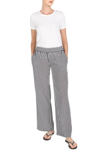 Stripe Silk Crepe de Chine Flare Pants