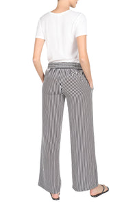 Stripe Silk Crepe de Chine Flare Pants