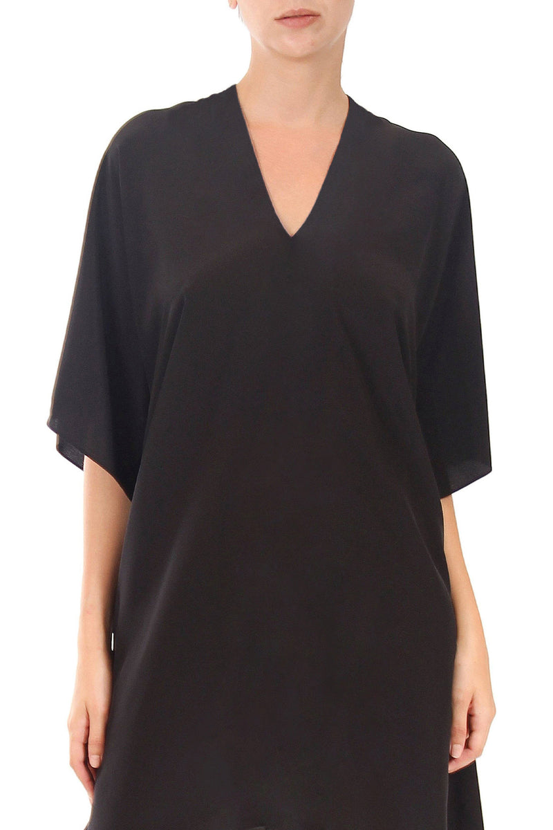 Black Silk Crepe de Chine Boubou