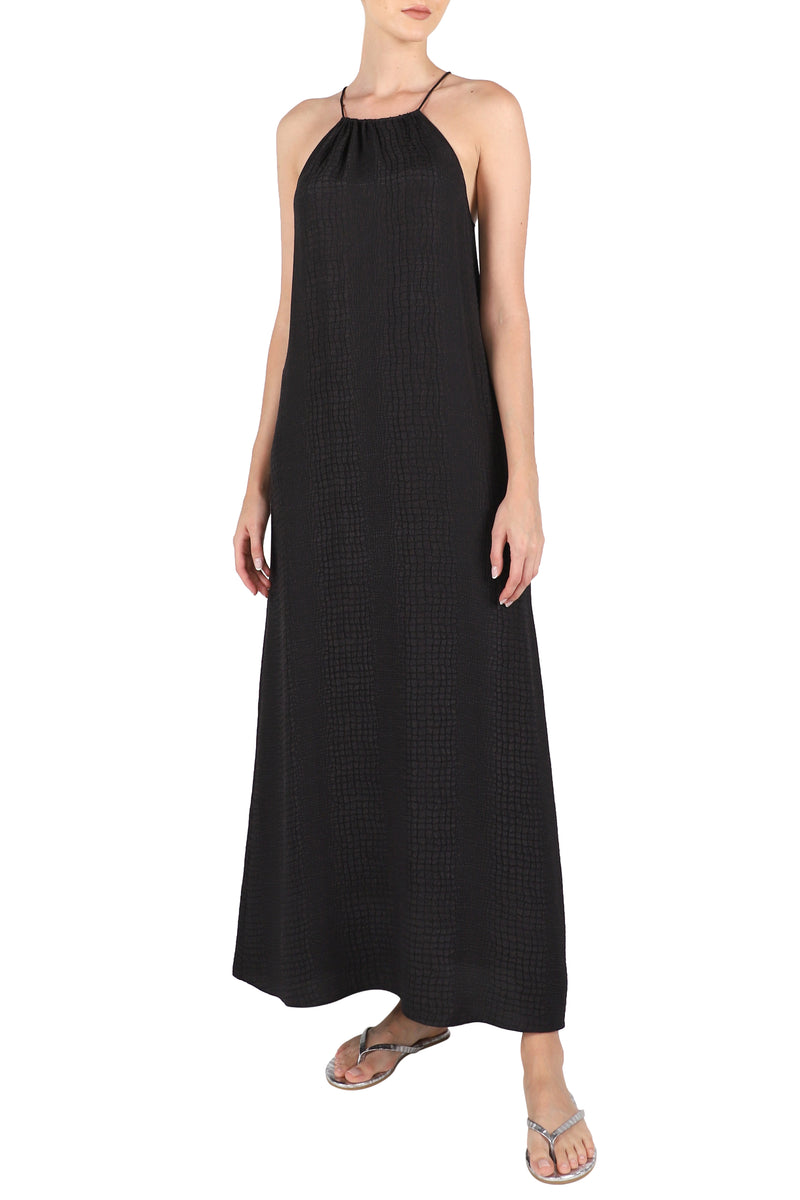 Silk Croco Jacquard Racer Back Dress