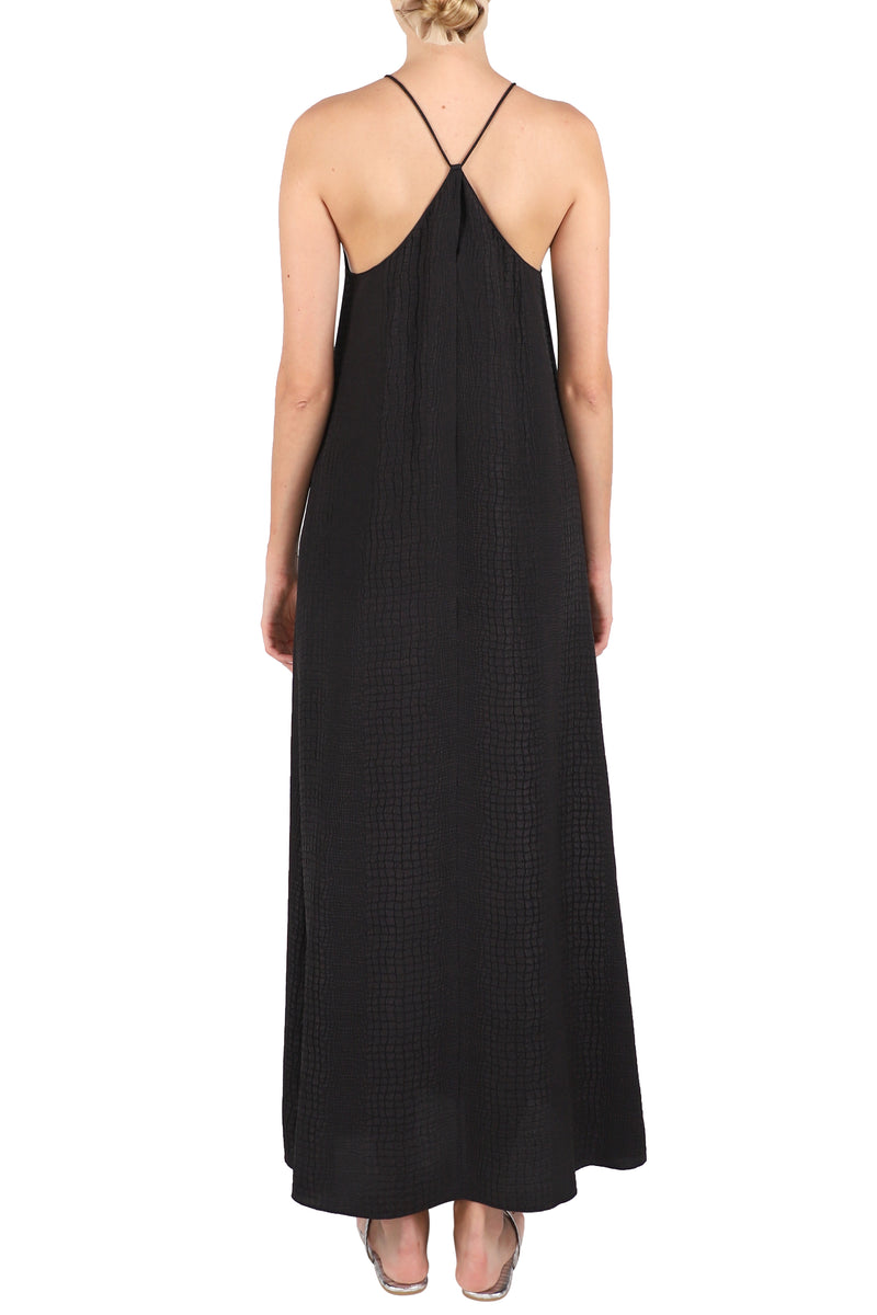 Silk Croco Jacquard Racer Back Dress