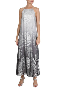 Metallic Palm Ombre Racer Back Long Dress
