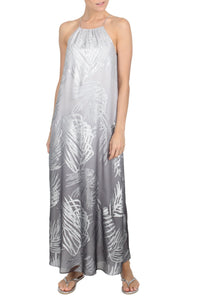 Metallic Palm Ombre Racer Back Long Dress