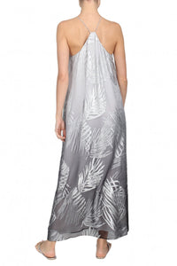 Metallic Palm Ombre Racer Back Long Dress