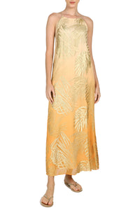Ombre Palm Racer Back Long Dress