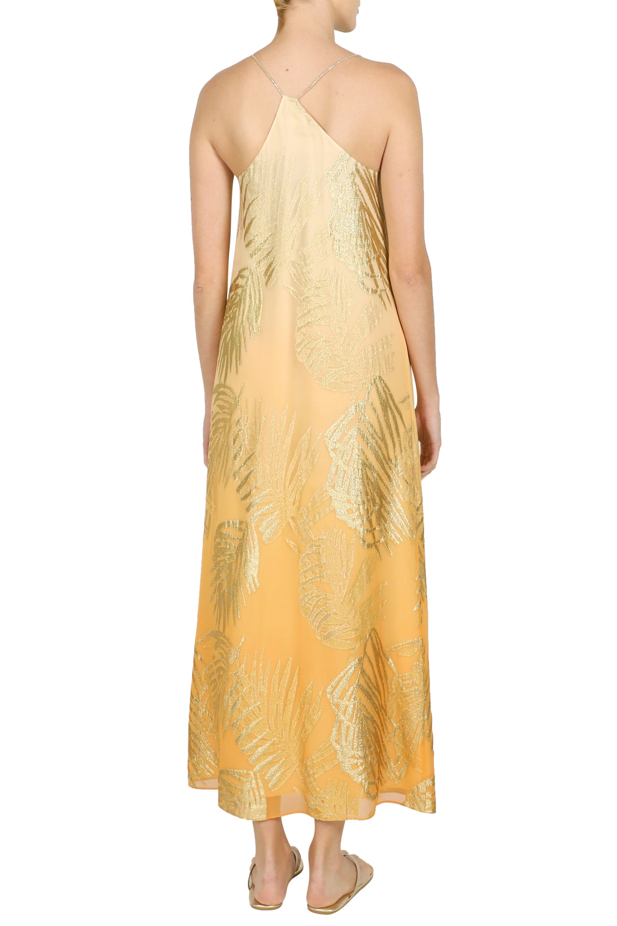 Ombre Palm Racer Back Long Dress