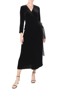 Long Velour Wrap Dress