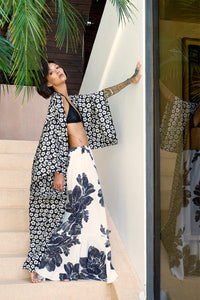 Printed Habotai Flower Cover Up