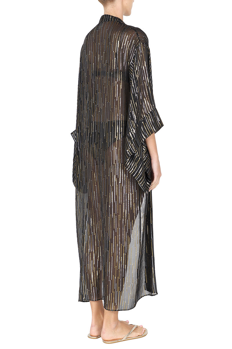 Silk Metallic Disco Kimono Cover Up