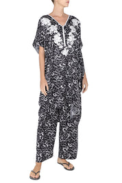 Midi Silk Satin Flower Embroidered Boubou Caftan