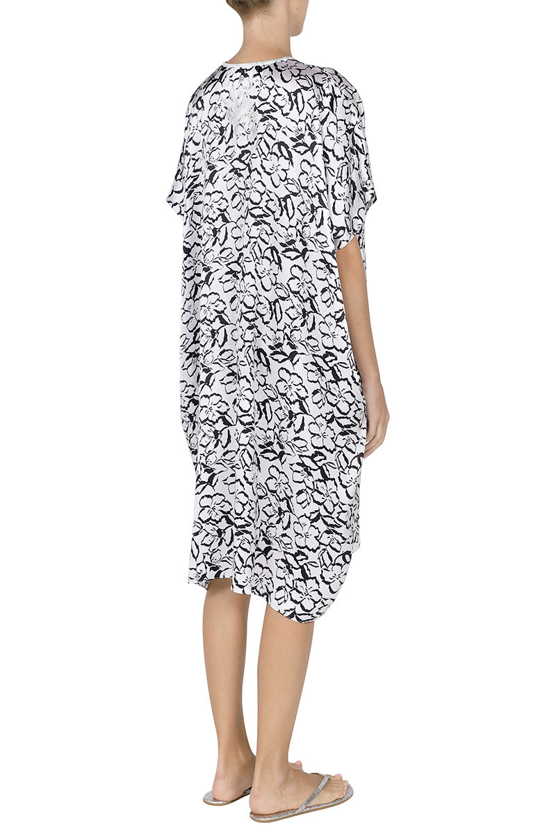 Midi Silk Satin Flower Embroidered Boubou Caftan