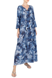 Long Sleeve Palm Ruffle Dress