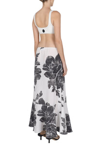 Flower Printed Crepe de Chine Skirt