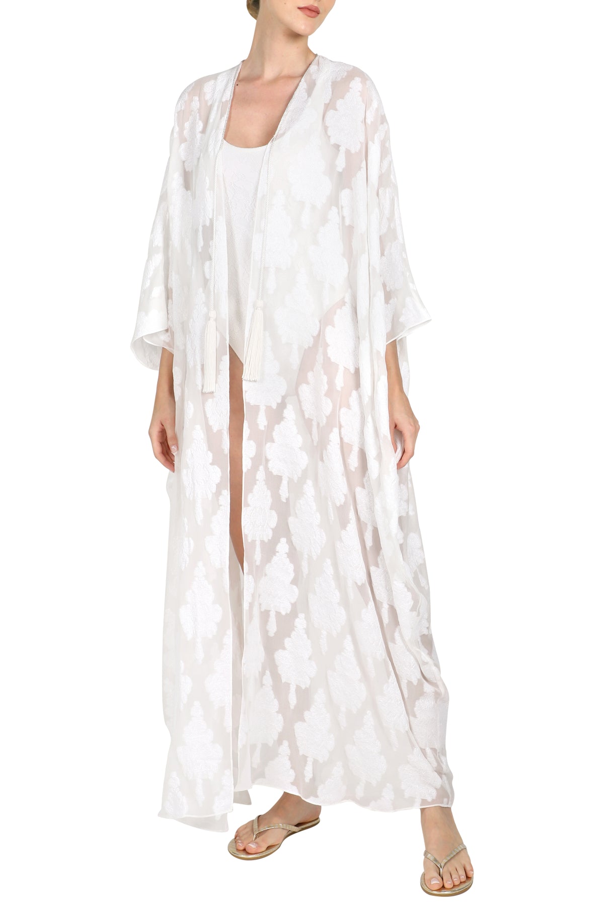 White Motif Cover Up with Tassels