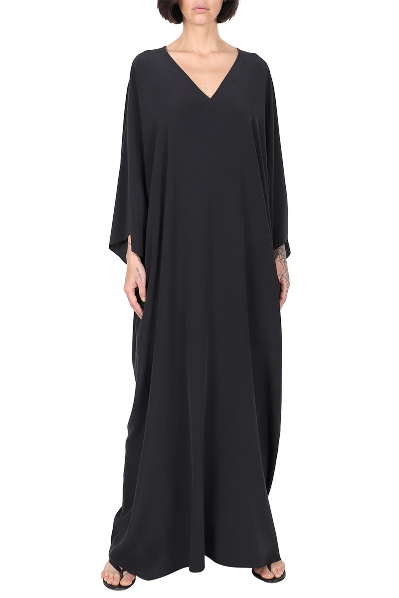 Solid Silk Crepe de Chine Boubou Caftan