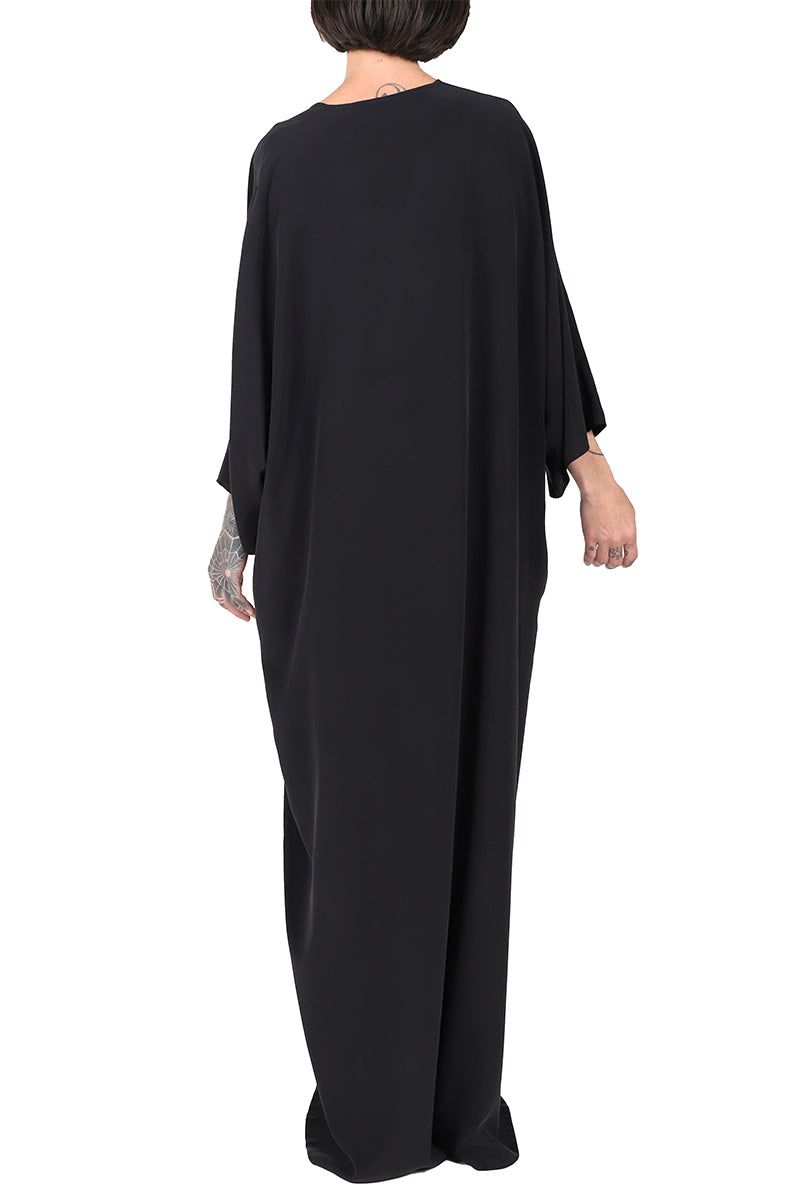 Solid Silk Crepe de Chine Boubou Caftan