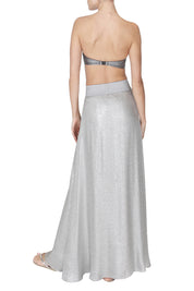 Metallic Silk Blend A Line Skirt