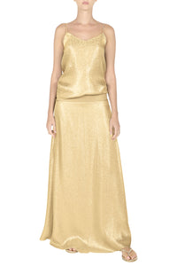Gold Metallic Silk Blend V Cami Top