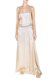 Nude Metallic Silk Blend V Cami Top