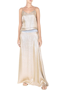 Nude Metallic Silk Blend V Cami Top