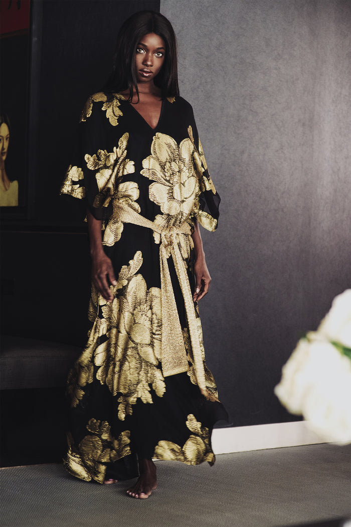 Metallic Big Flower Boubou Caftan