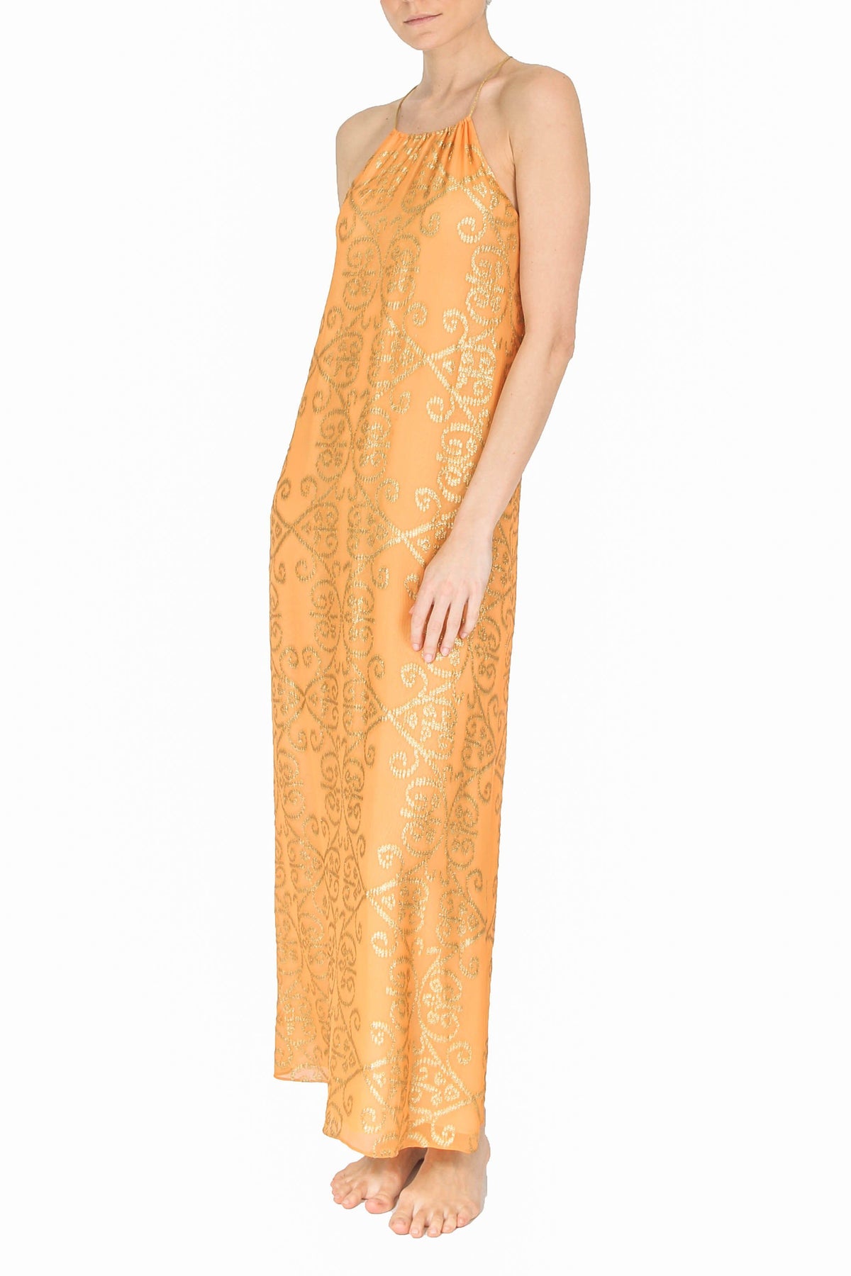 Arabesque Racer Back Dress Dresses Marie France Van Damme 0 Saffron Gold 