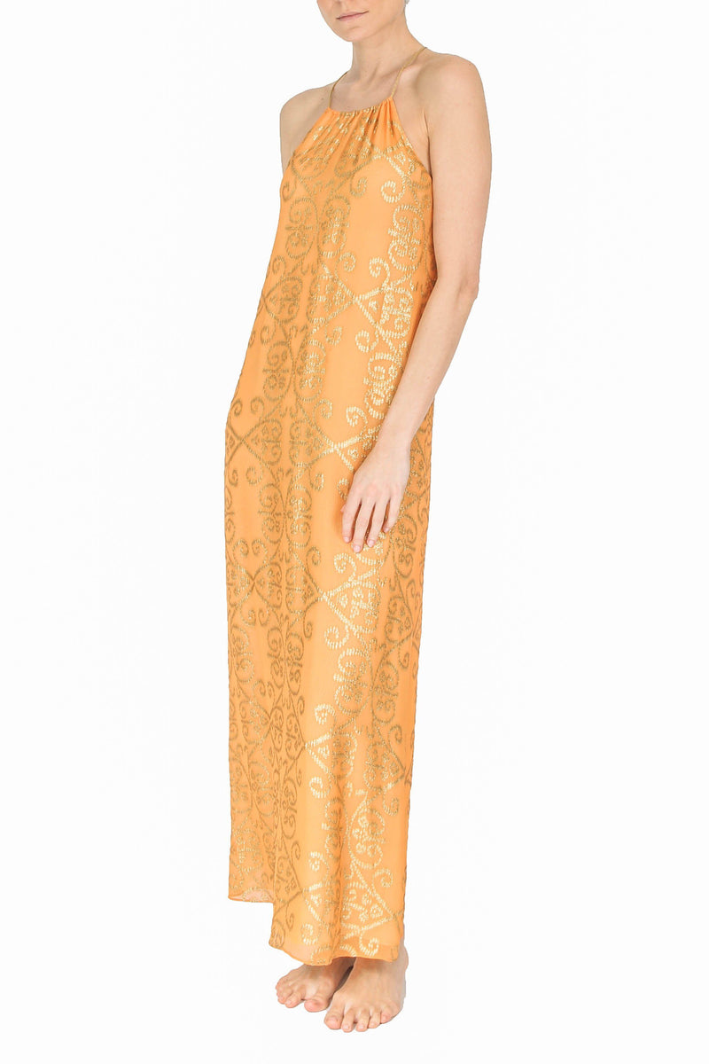 Arabesque Racer Back Dress Dresses Marie France Van Damme 0 Saffron Gold 