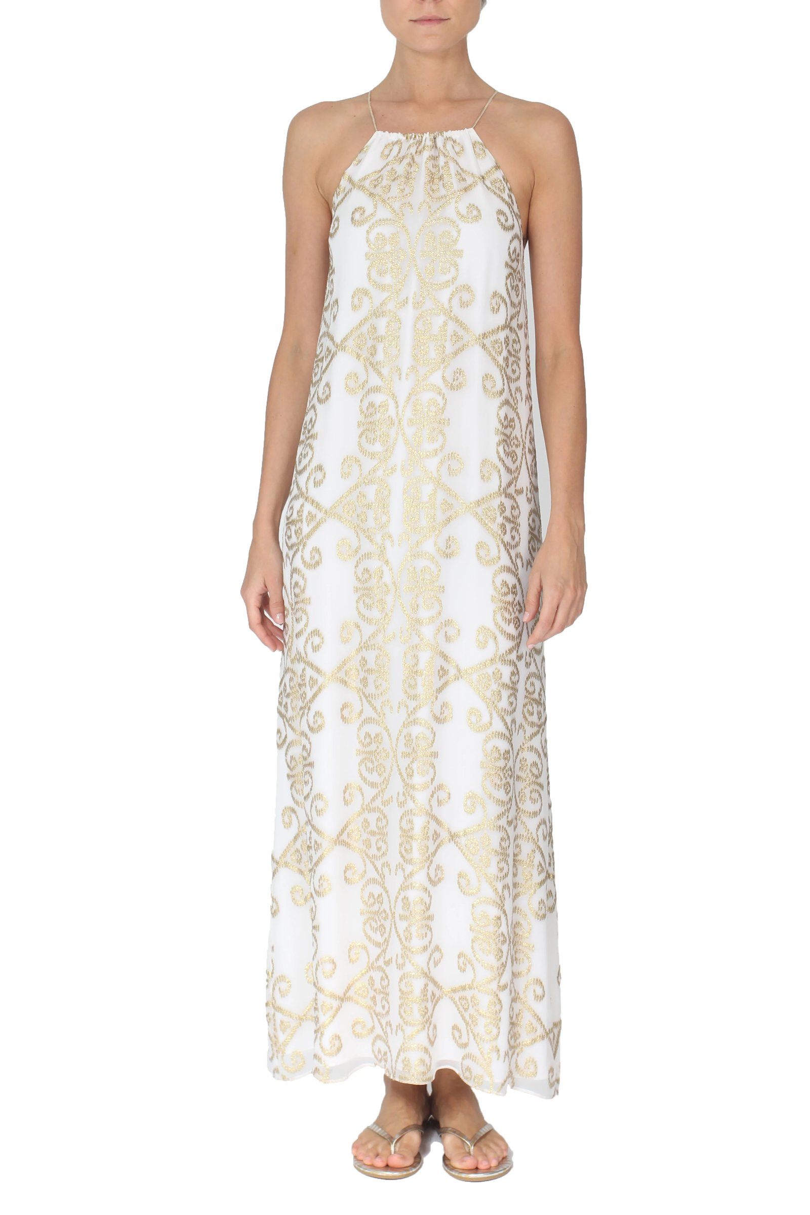 Arabesque Sun Racer Back Dress Dresses Marie France Van Damme 0 White Gold 