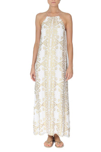 Arabesque Sun Racer Back Dress Dresses Marie France Van Damme 0 White Gold 