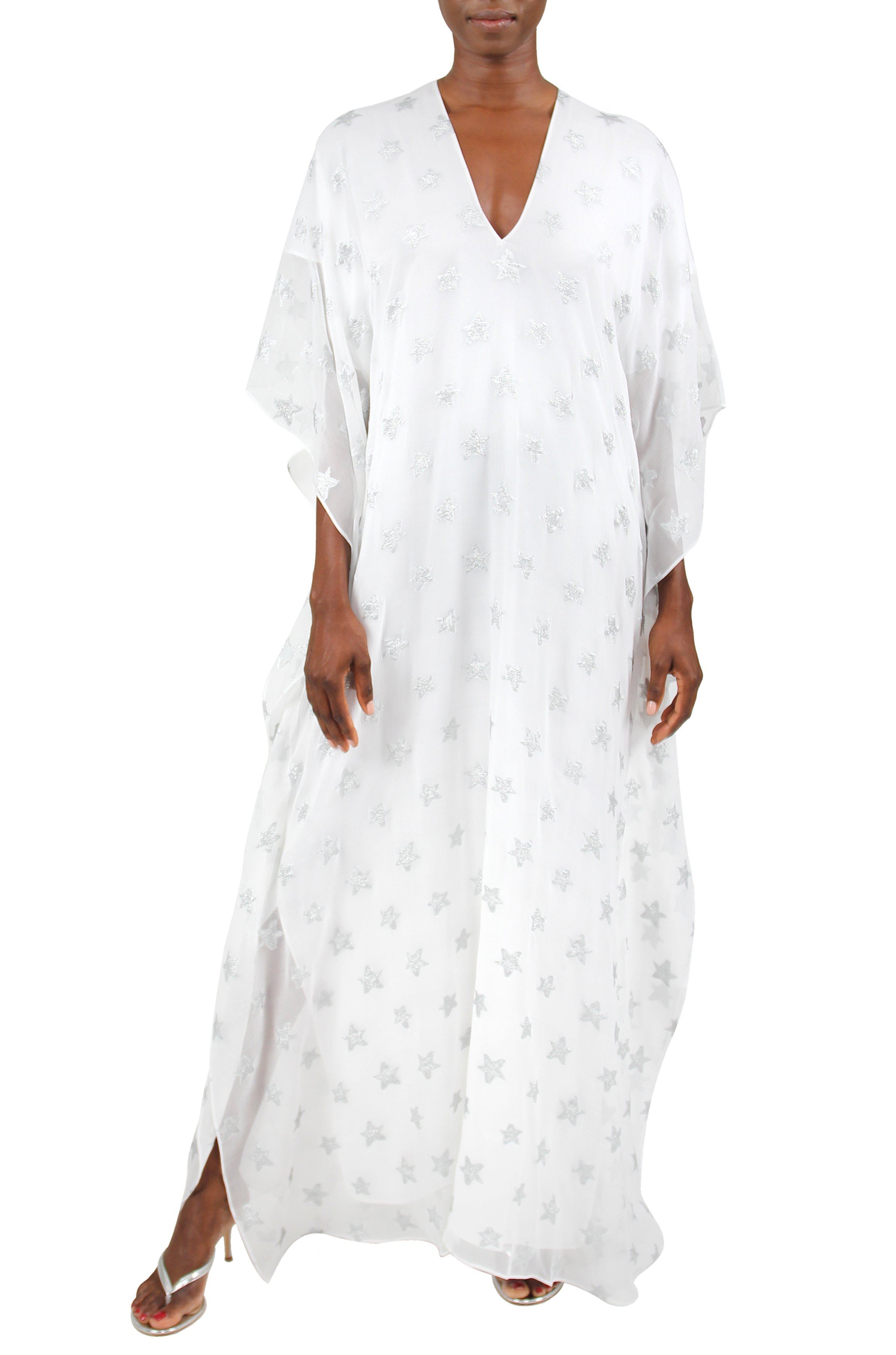 Big Metallic Star Boubou Caftans Marie France Van Damme One Size White Silver 